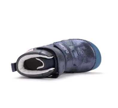 A063-52815A Royal Blue 04 D.D.Step kislány barefoot átmeneti bőrcipő kék unikornis mintás, felülnézet