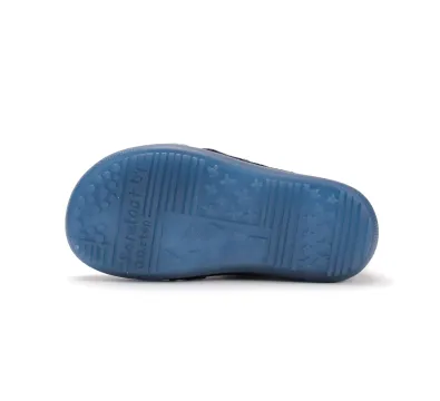 A063-52815A Royal Blue 05 (1) D.D.Step kislány barefoot átmeneti bőrcipő kék unikornis mintás, talp