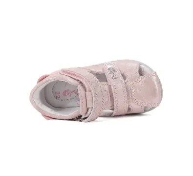 Ponte20 kislány szupinált bőrszandál, rose-gold, maci mintás, felülnézet