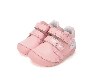 D.D.Step kislány első lépés barefoot bőrcipő, rózsaszín, szivárvány mintás, pár