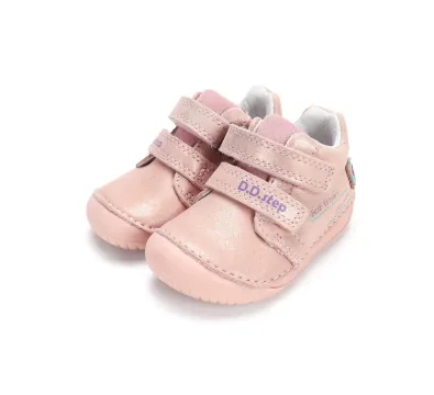 S070-62332B Champagne 06 D.D.Step kislány első lépés barefoot cipő- champagne/pezsgő, szivecske mintás, pár